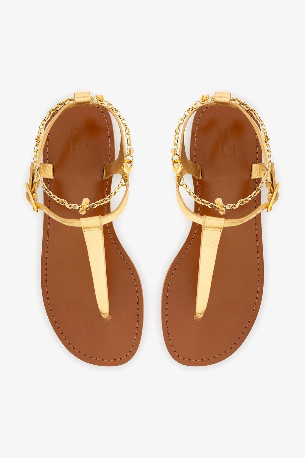 Larroude Gipsy Sandal In Gold Metallic Leather