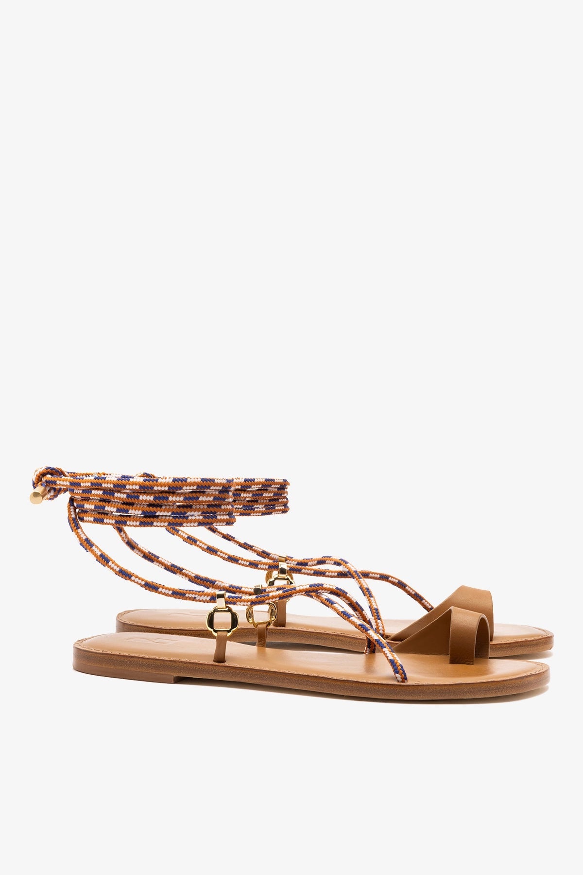 Larroude Antibes Flat In Caramel Leather