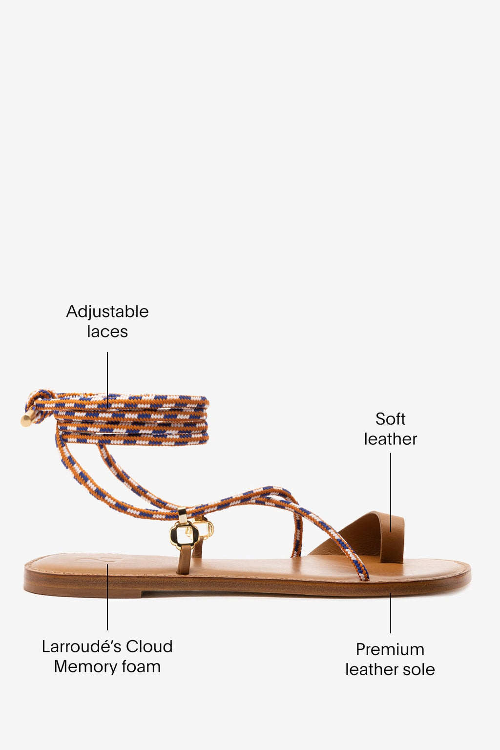 Larroude Antibes Flat In Caramel Leather