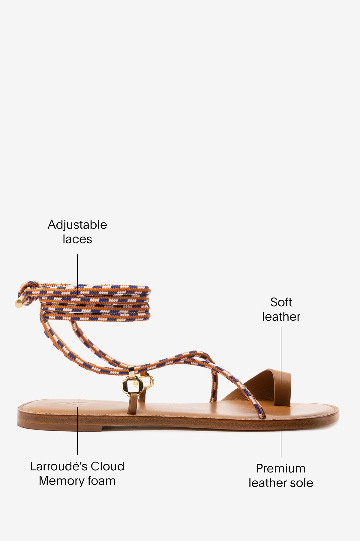 Larroude Antibes Flat In Caramel Leather