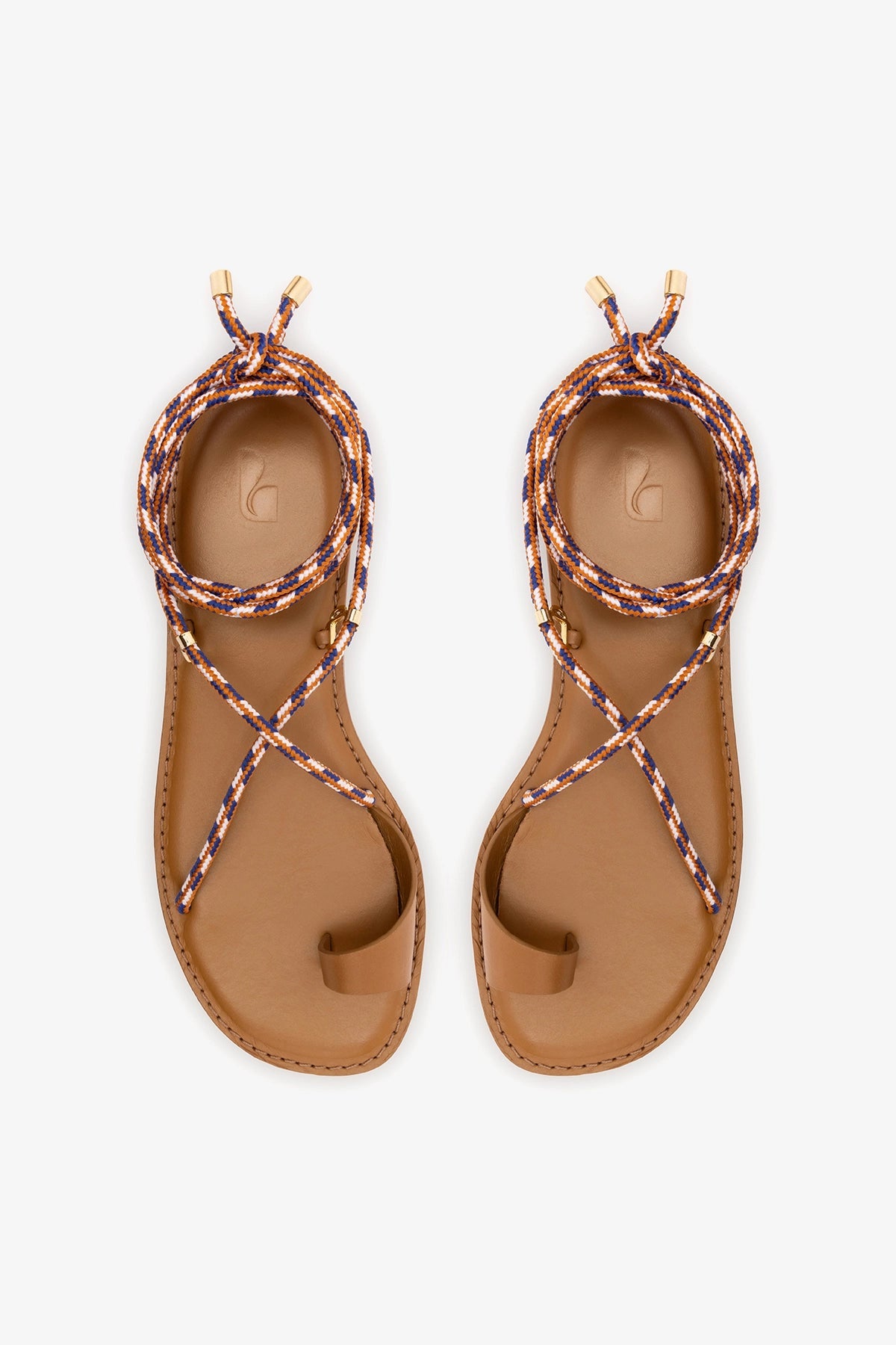 Larroude Antibes Flat In Caramel Leather