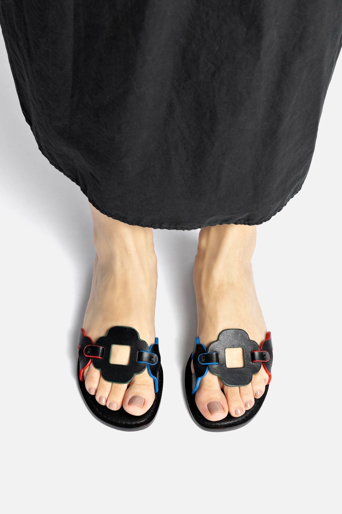 Larroude Margherita Slide In Black Leather