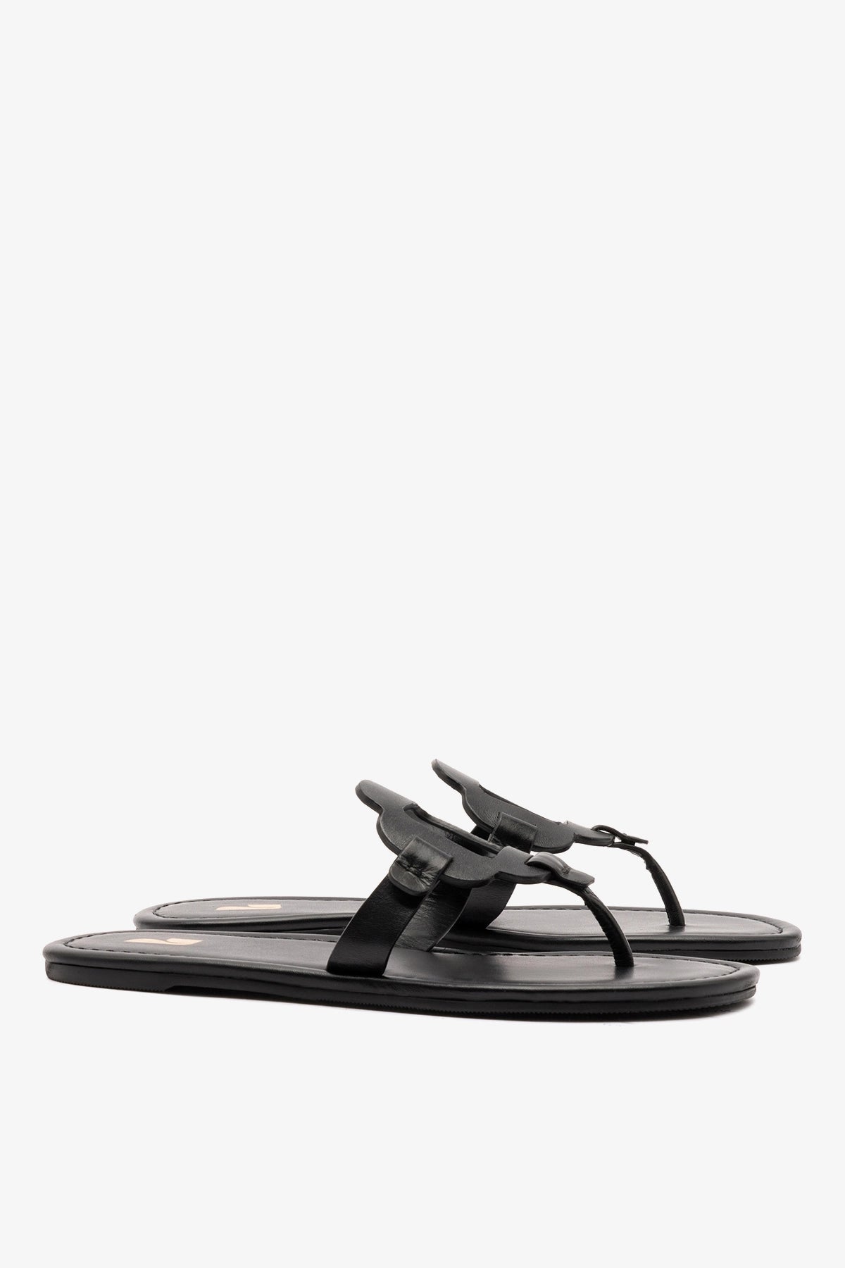 Larroude Margherita Thong Sandal In Black Leather