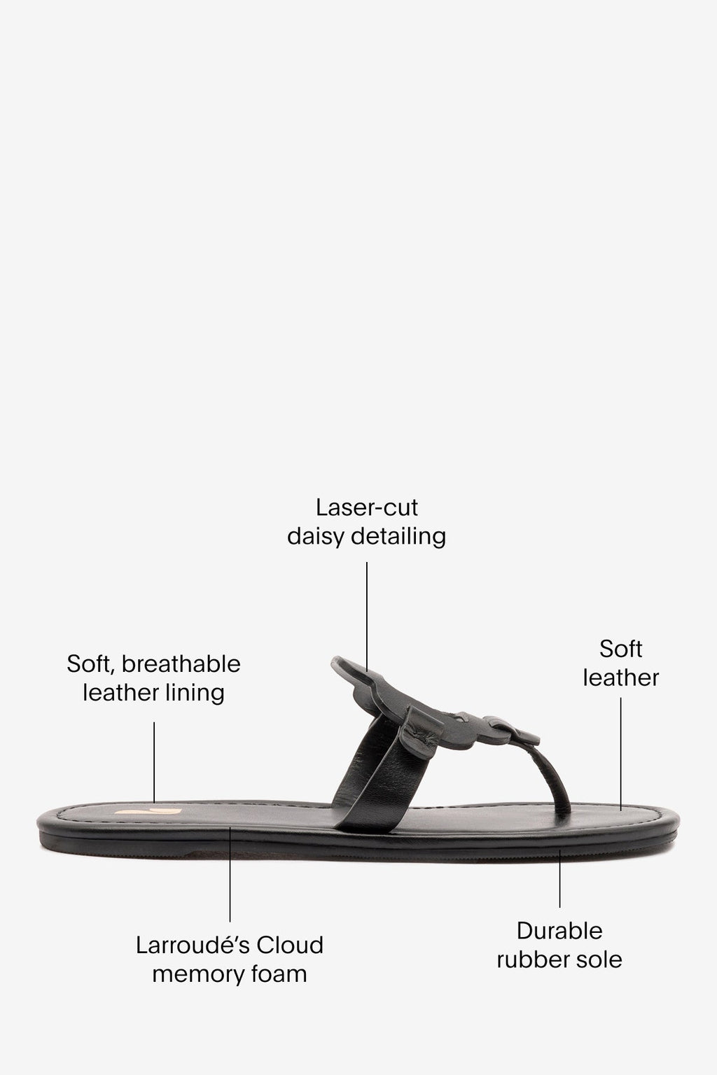 Larroude Margherita Thong Sandal In Black Leather