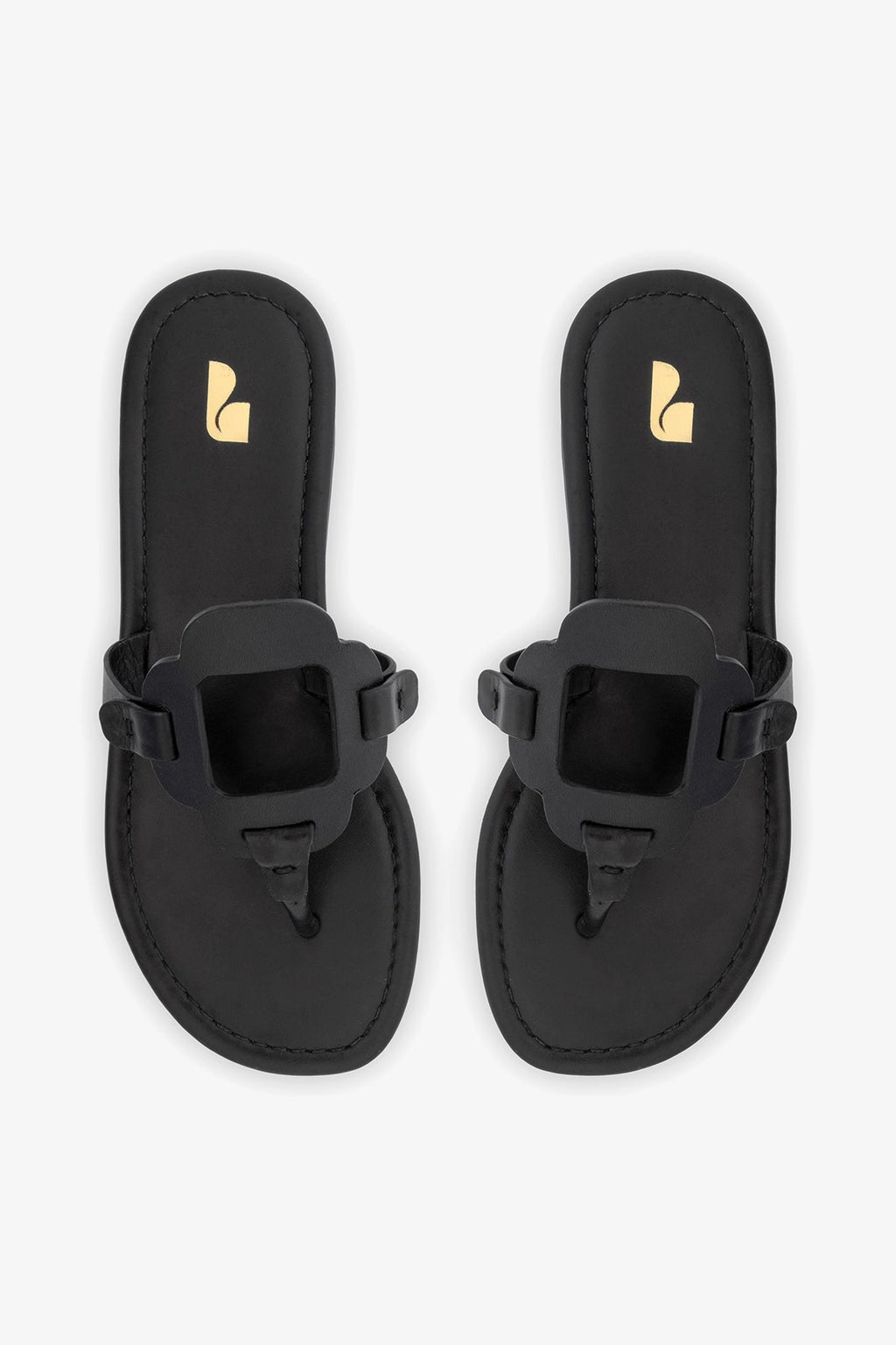 Larroude Margherita Thong Sandal In Black Leather