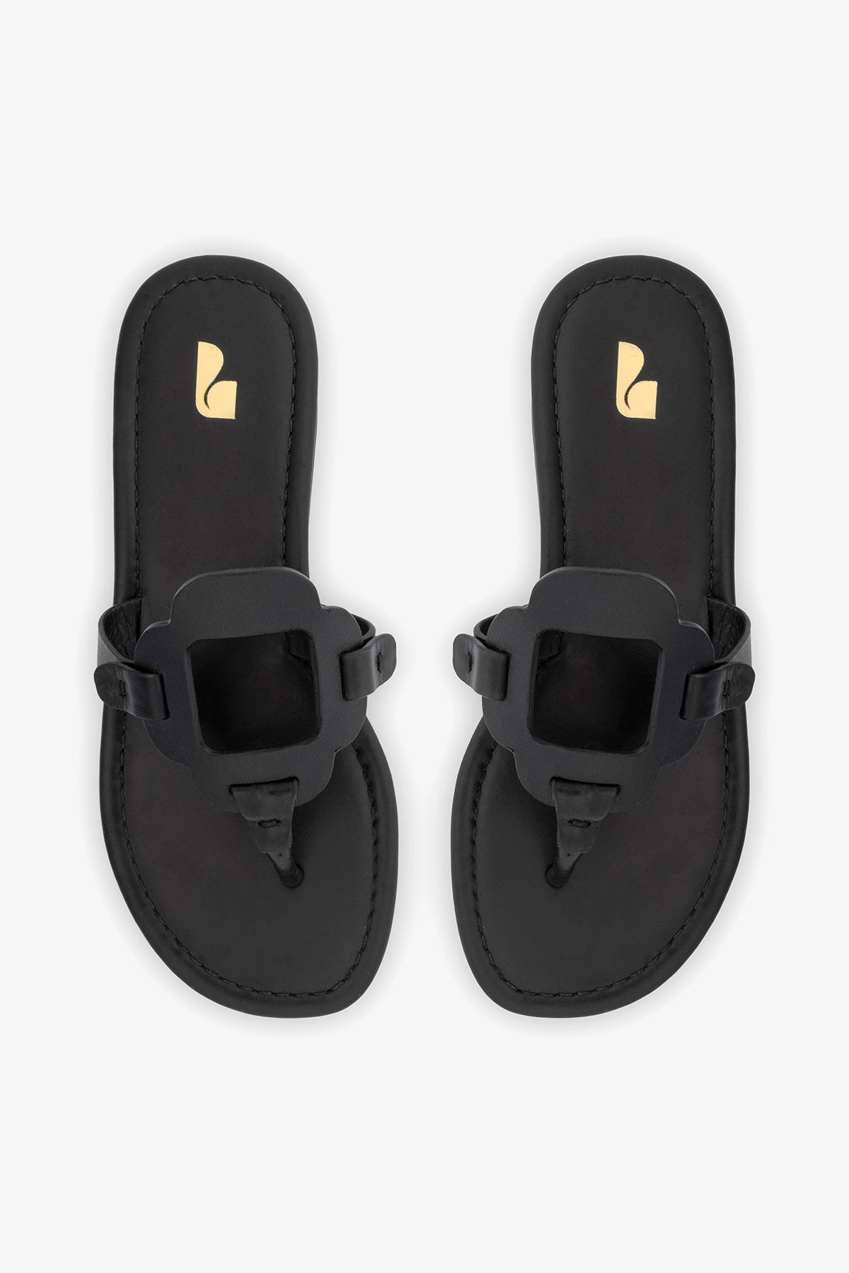 Larroude Margherita Thong Sandal In Black Leather