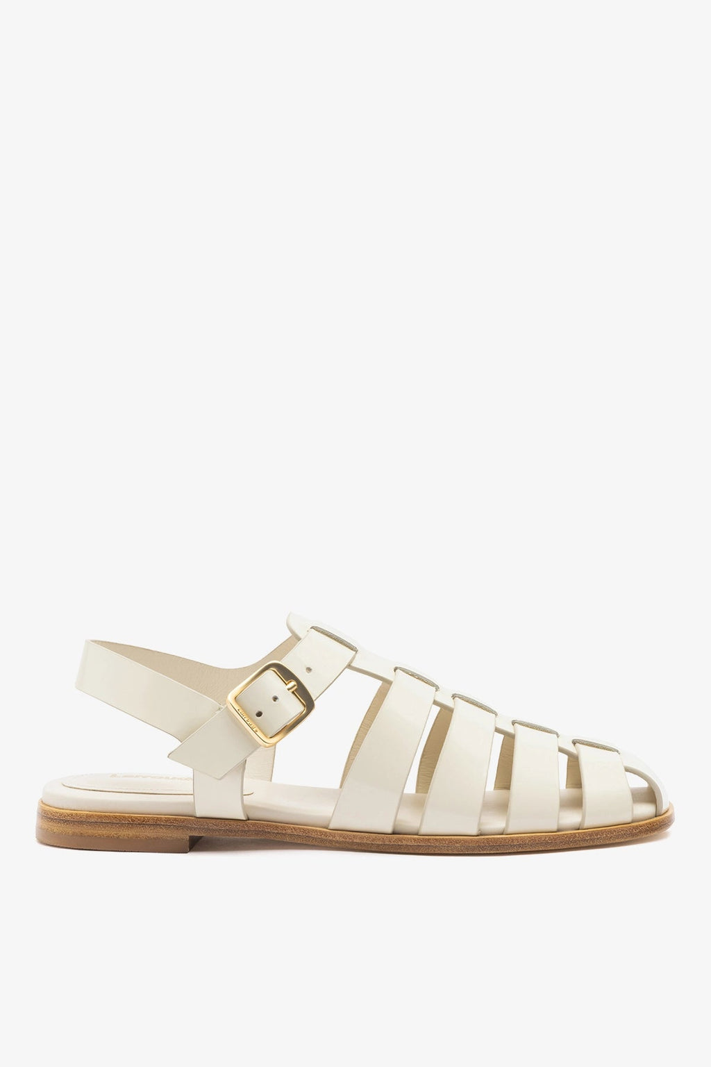 Larroude Stevie Flat Sandal In Ivory Box Leather