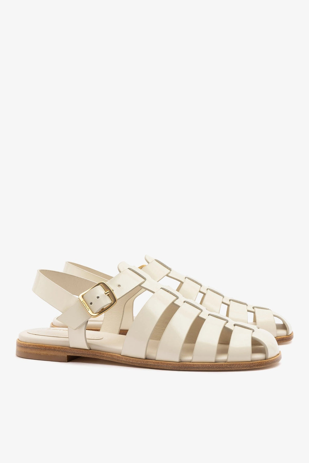 Larroude Stevie Flat Sandal In Ivory Box Leather