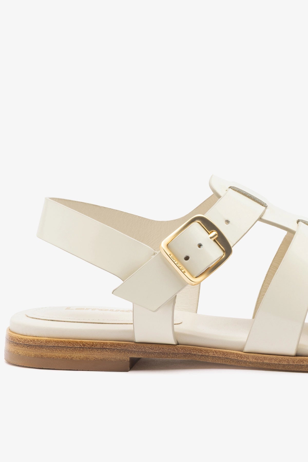 Larroude Stevie Flat Sandal In Ivory Box Leather