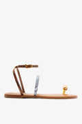 Larroude Biarritz Flat Sandal In Lemonade, Maya and Oud Python Embossed Leather