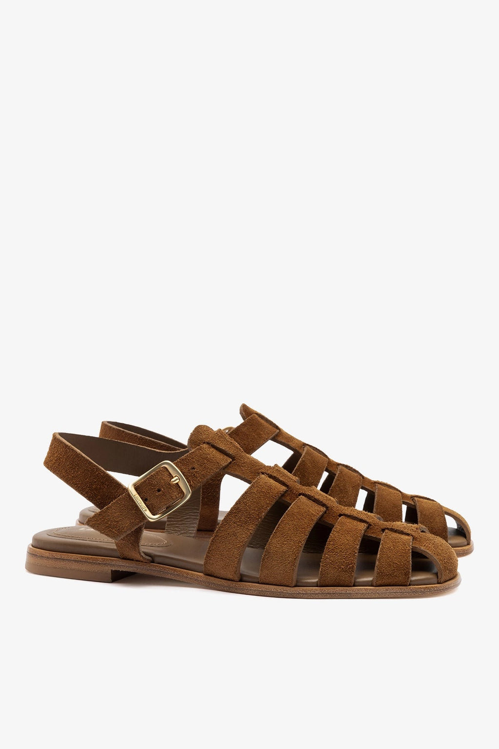 Larroude Stevie Flat Sandal In Russet Suede