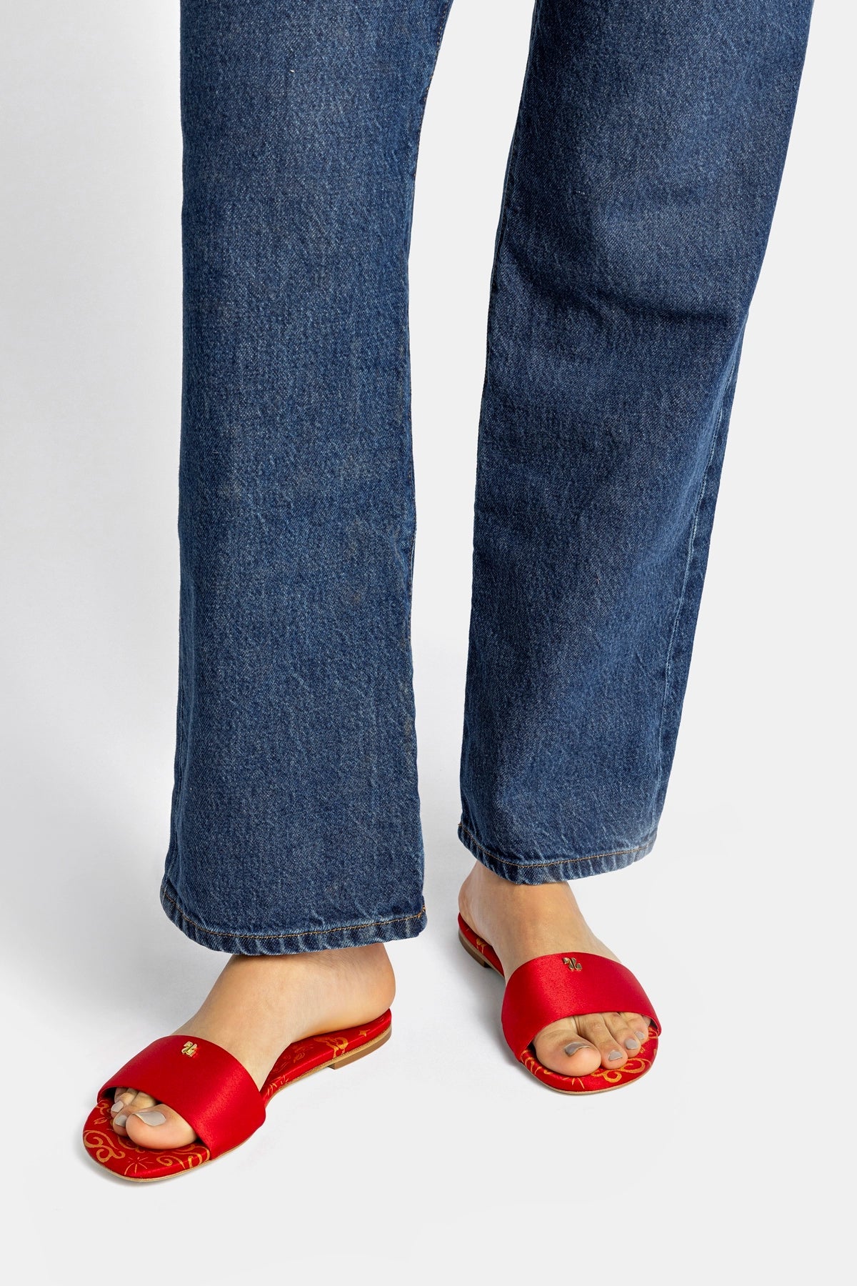 Larroude Ivy Flat In Cherry Satin