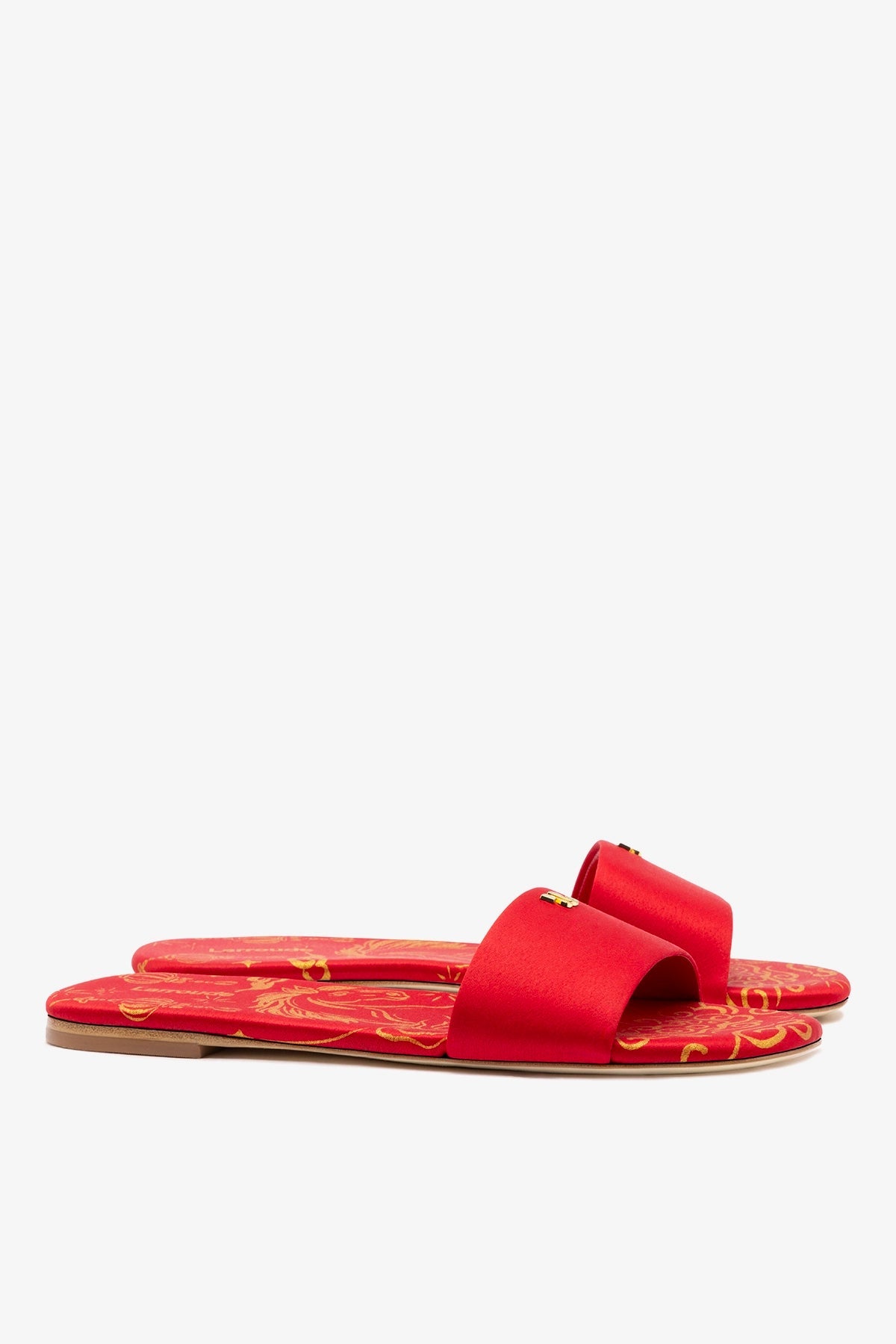 Larroude Ivy Flat In Cherry Satin