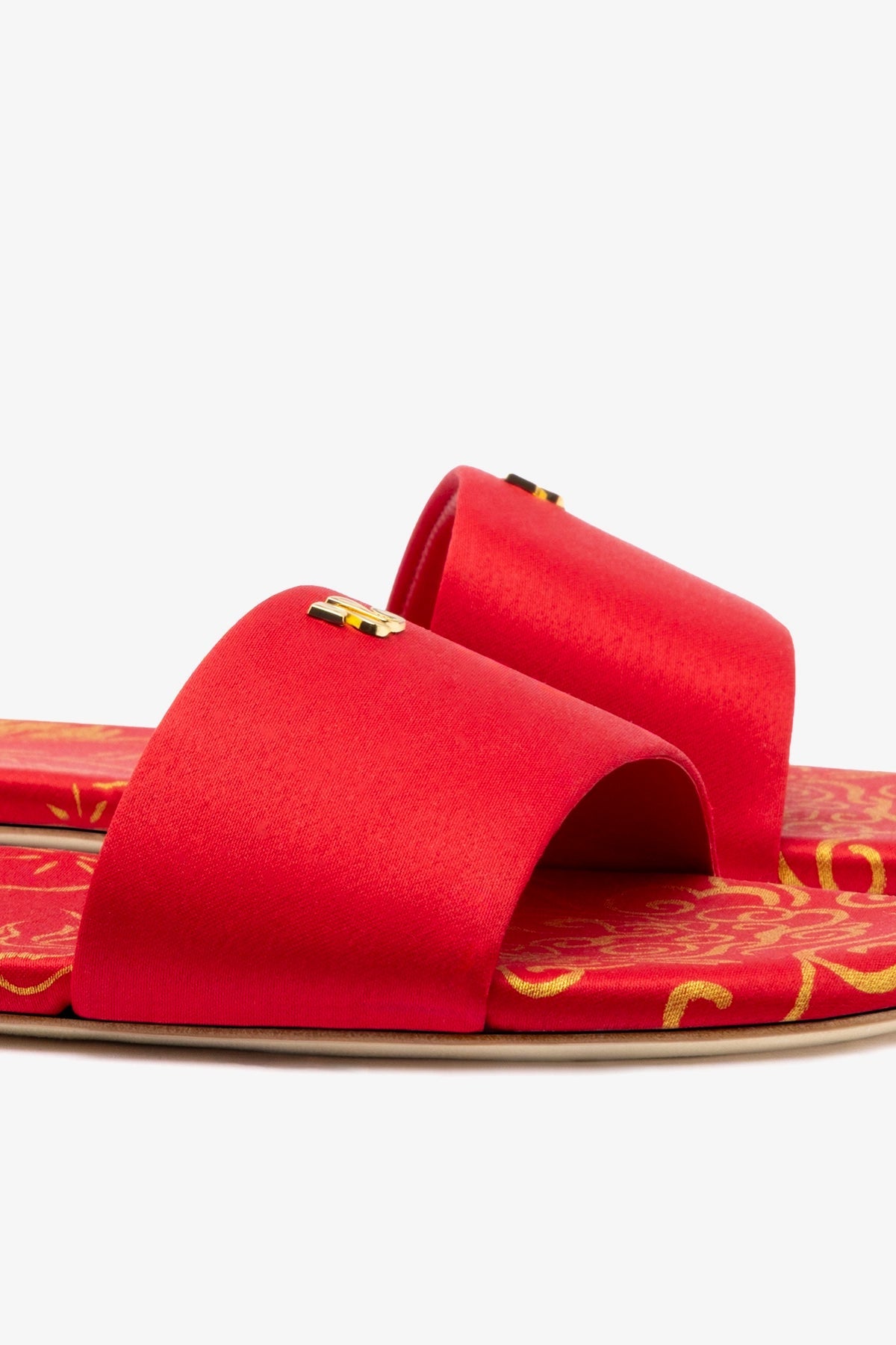Larroude Ivy Flat In Cherry Satin