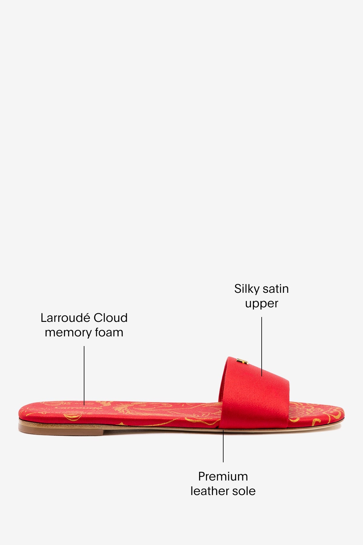 Larroude Ivy Flat In Cherry Satin