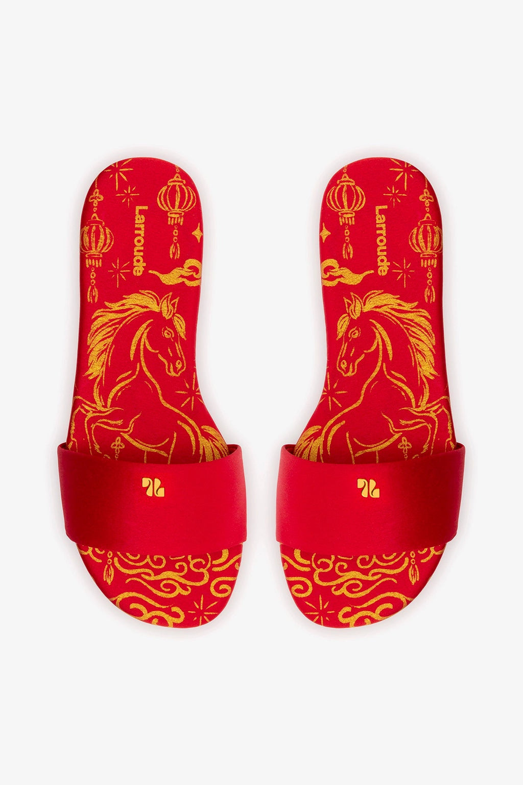 Larroude Ivy Flat In Cherry Satin