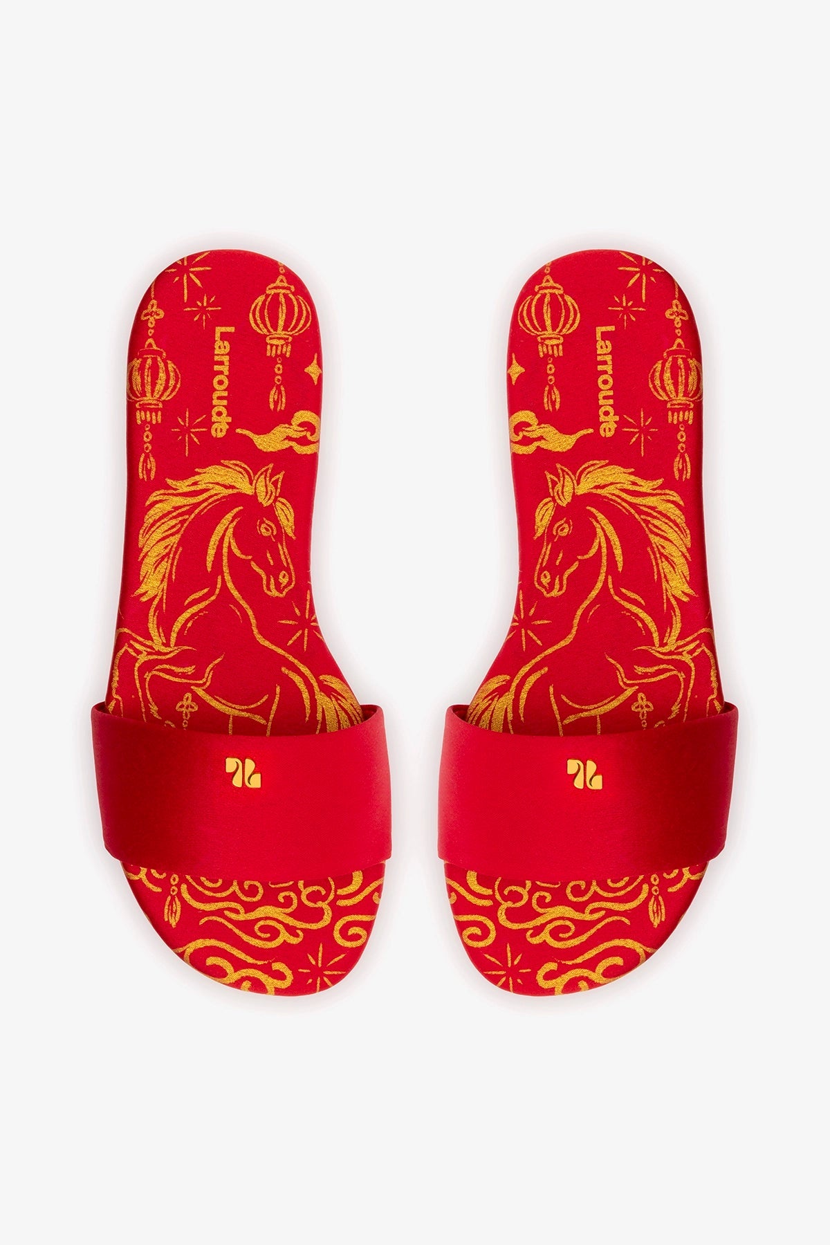 Larroude Ivy Flat In Cherry Satin