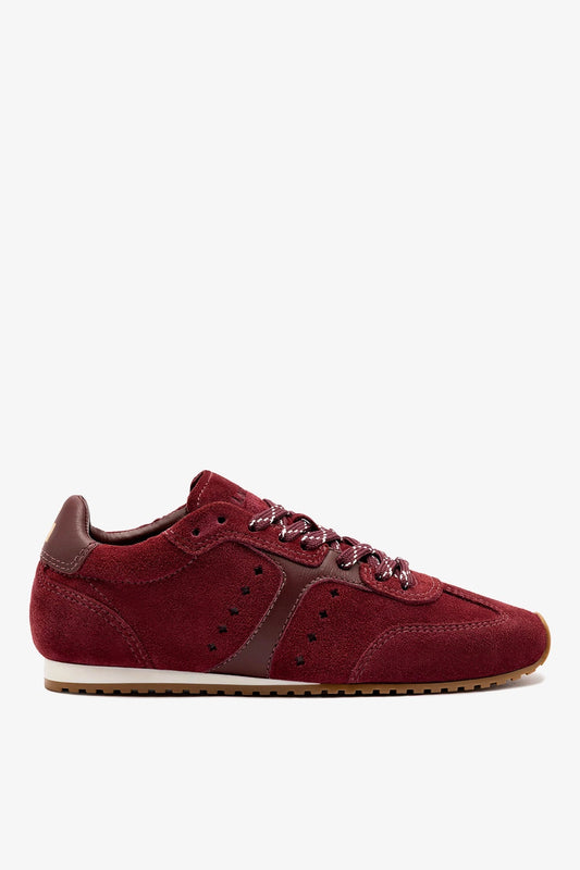 Larroude Stella Sneaker In Burgundy Suede
