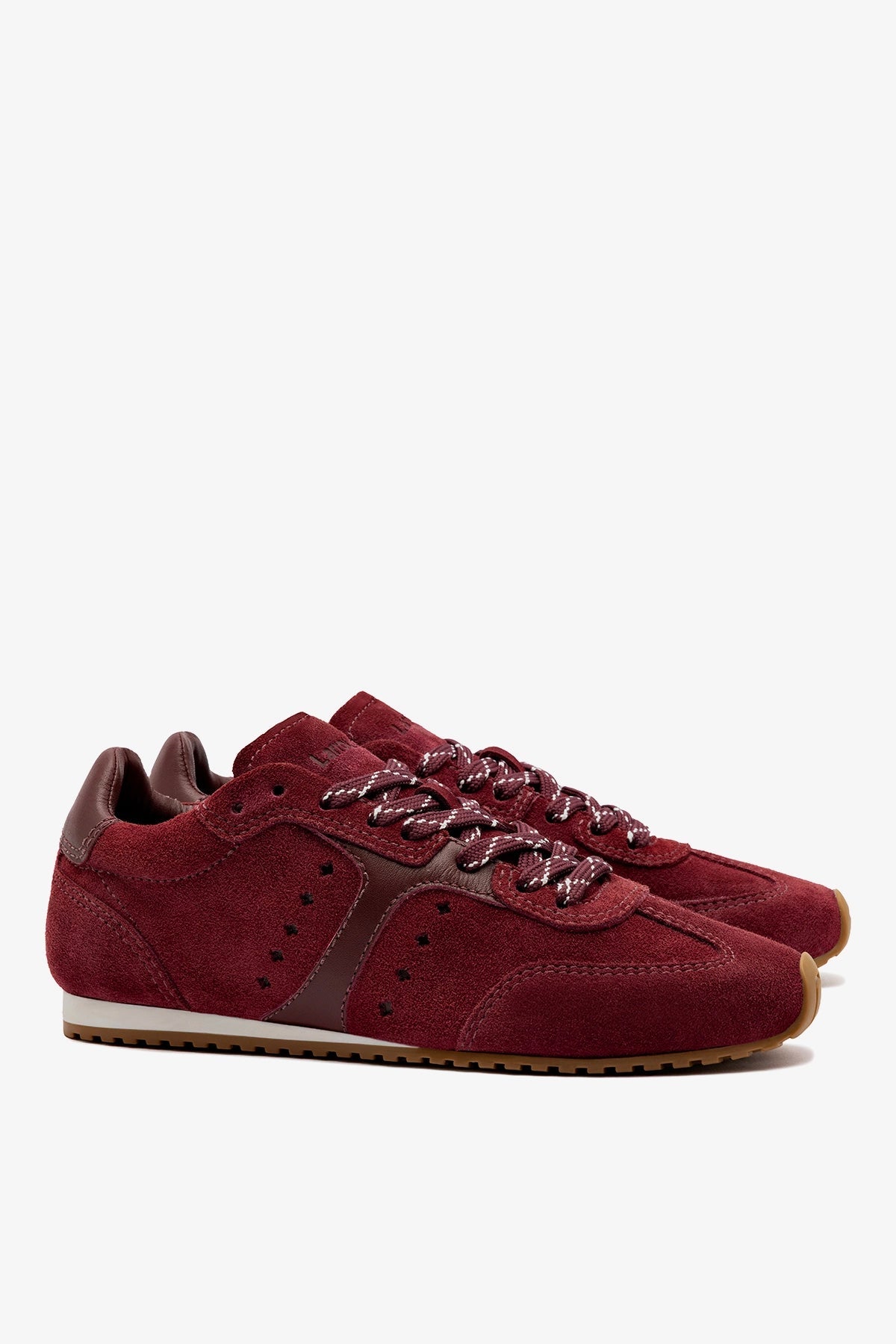 Larroude Stella Sneaker In Burgundy Suede