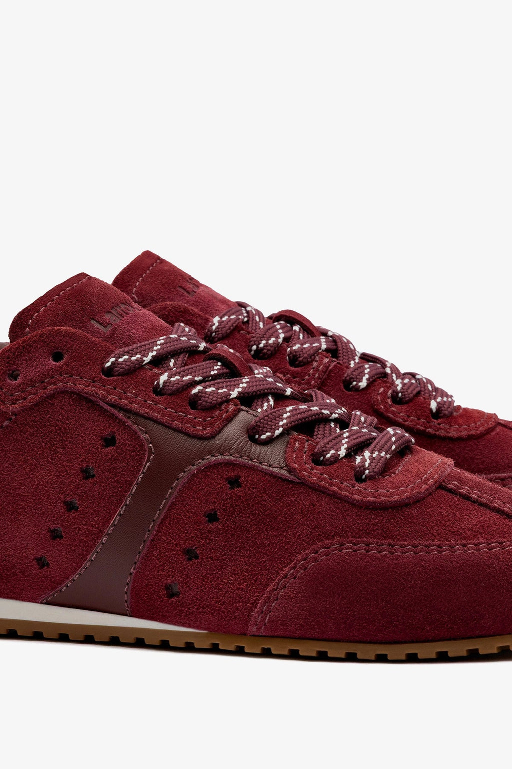 Larroude Stella Sneaker In Burgundy Suede