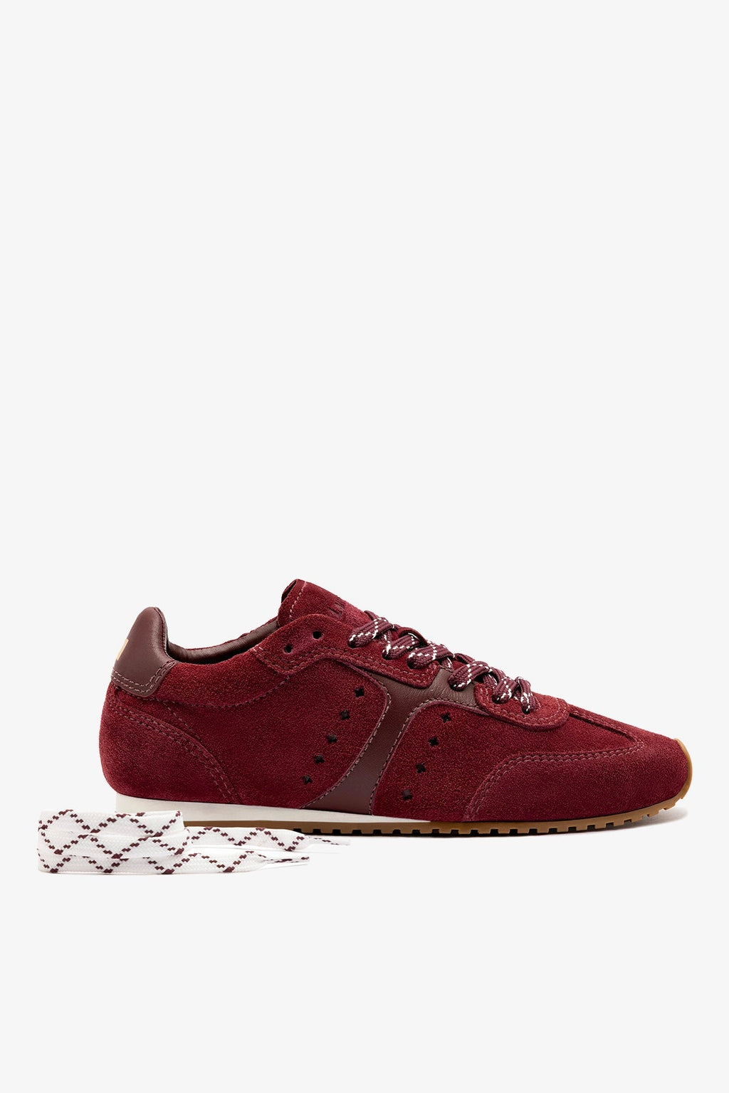 Larroude Stella Sneaker In Burgundy Suede