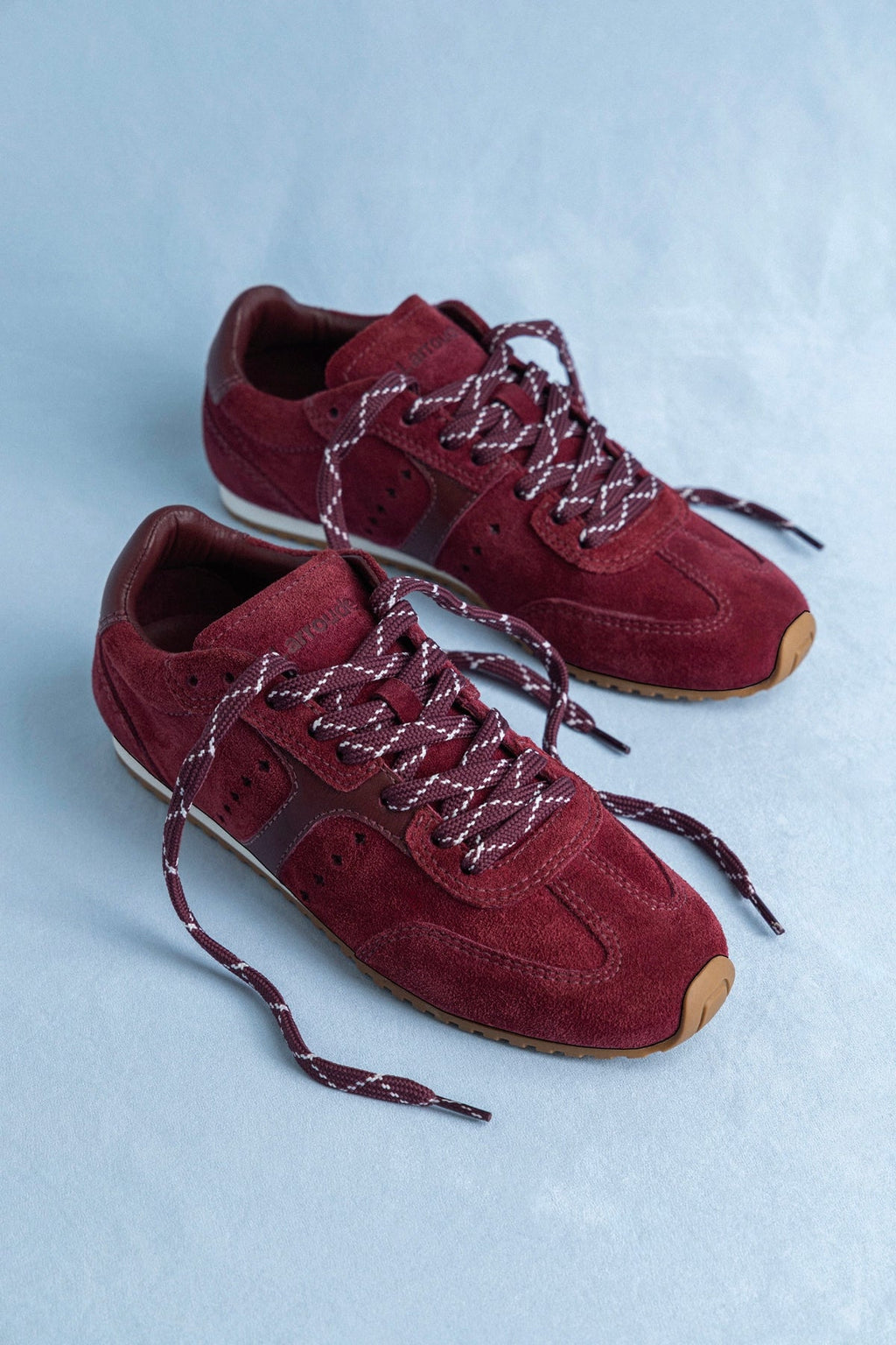Larroude Stella Sneaker In Burgundy Suede