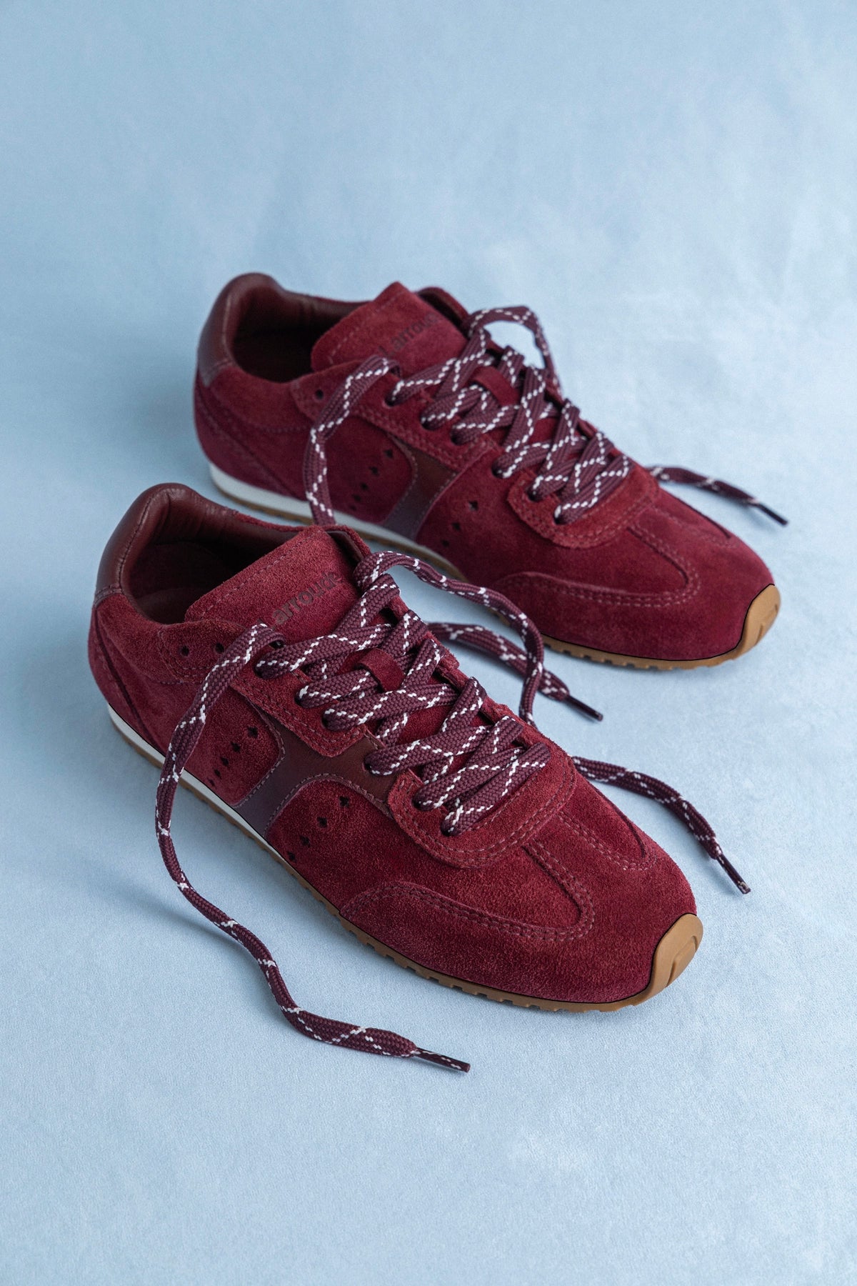Larroude Stella Sneaker In Burgundy Suede
