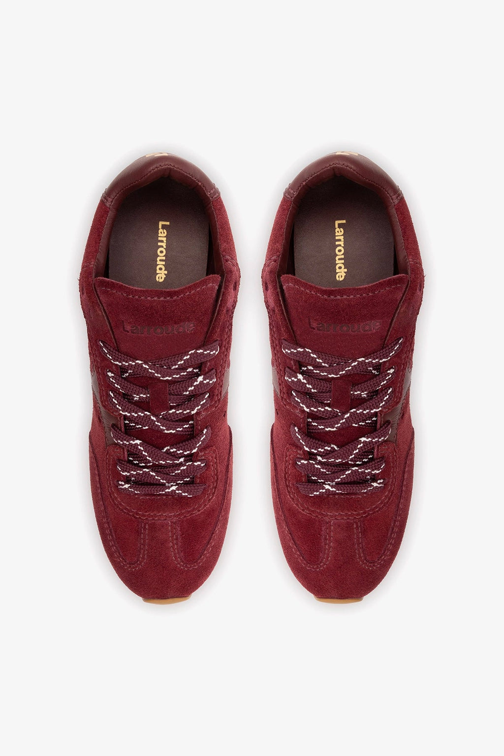 Larroude Stella Sneaker In Burgundy Suede