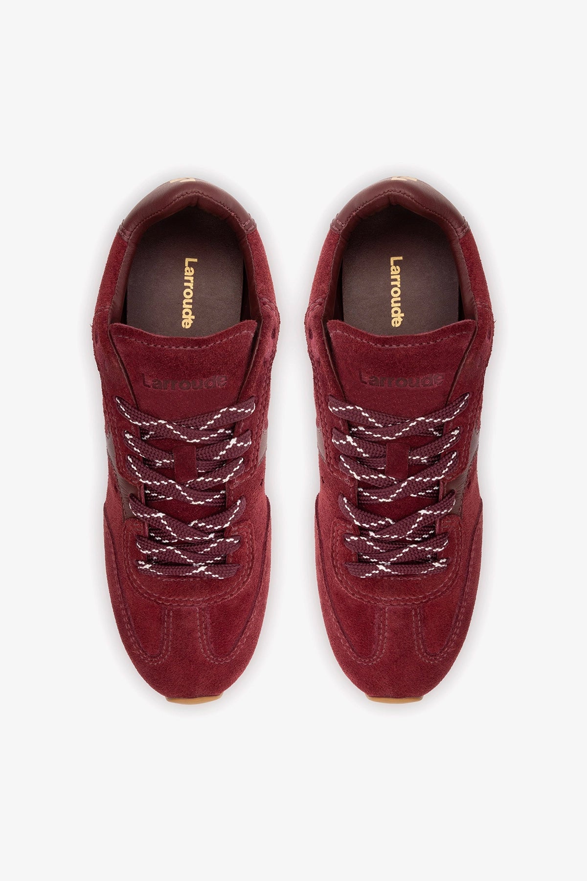 Larroude Stella Sneaker In Burgundy Suede
