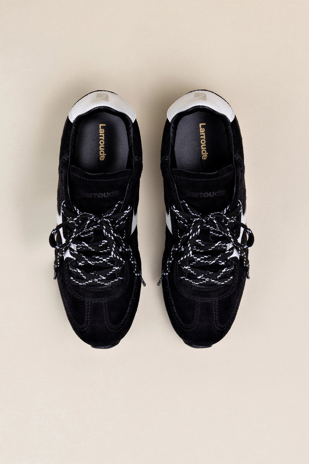 Larroude Stella Sneaker In Black Suede