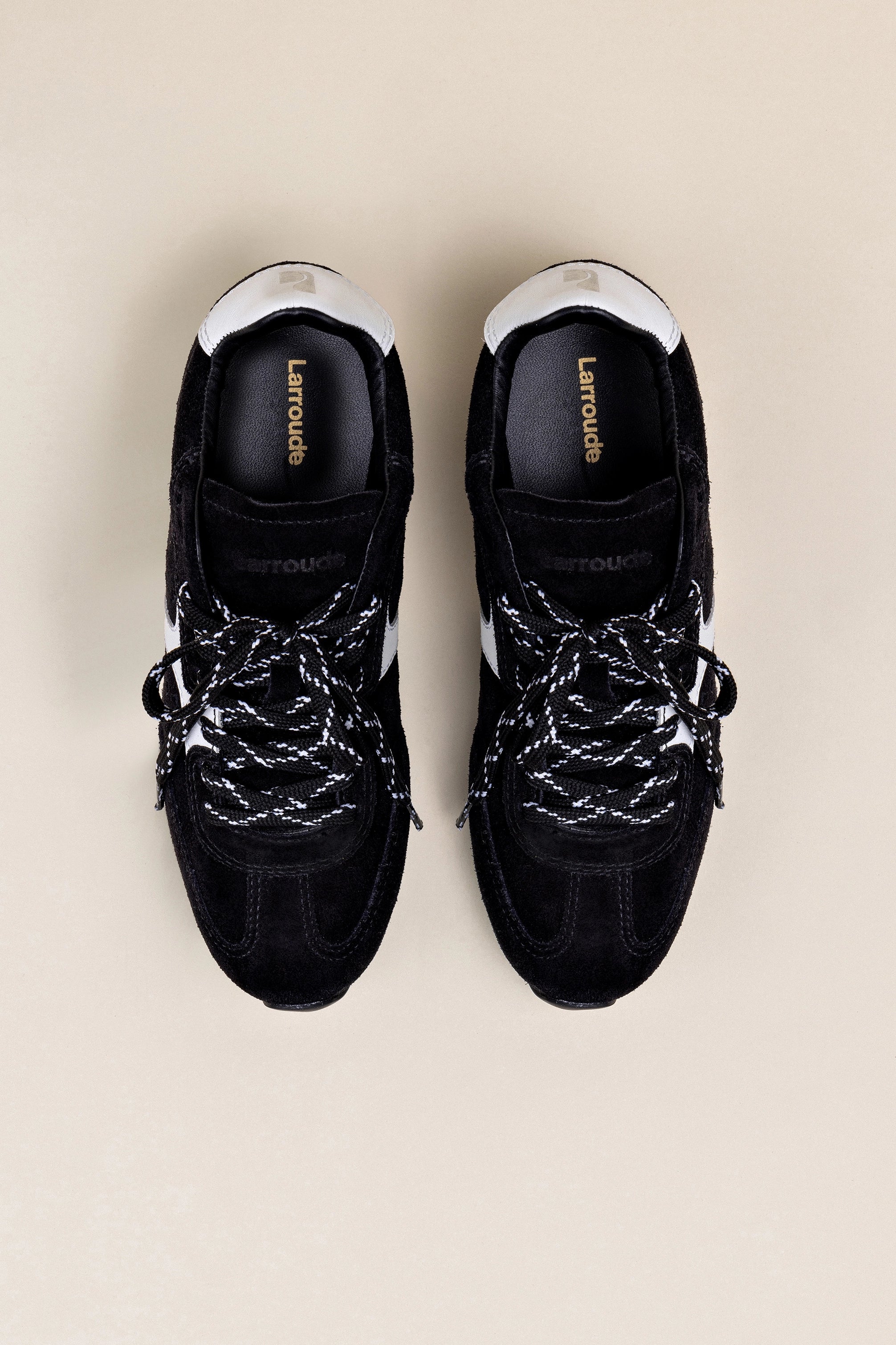 Larroude Stella Sneaker In Black Suede