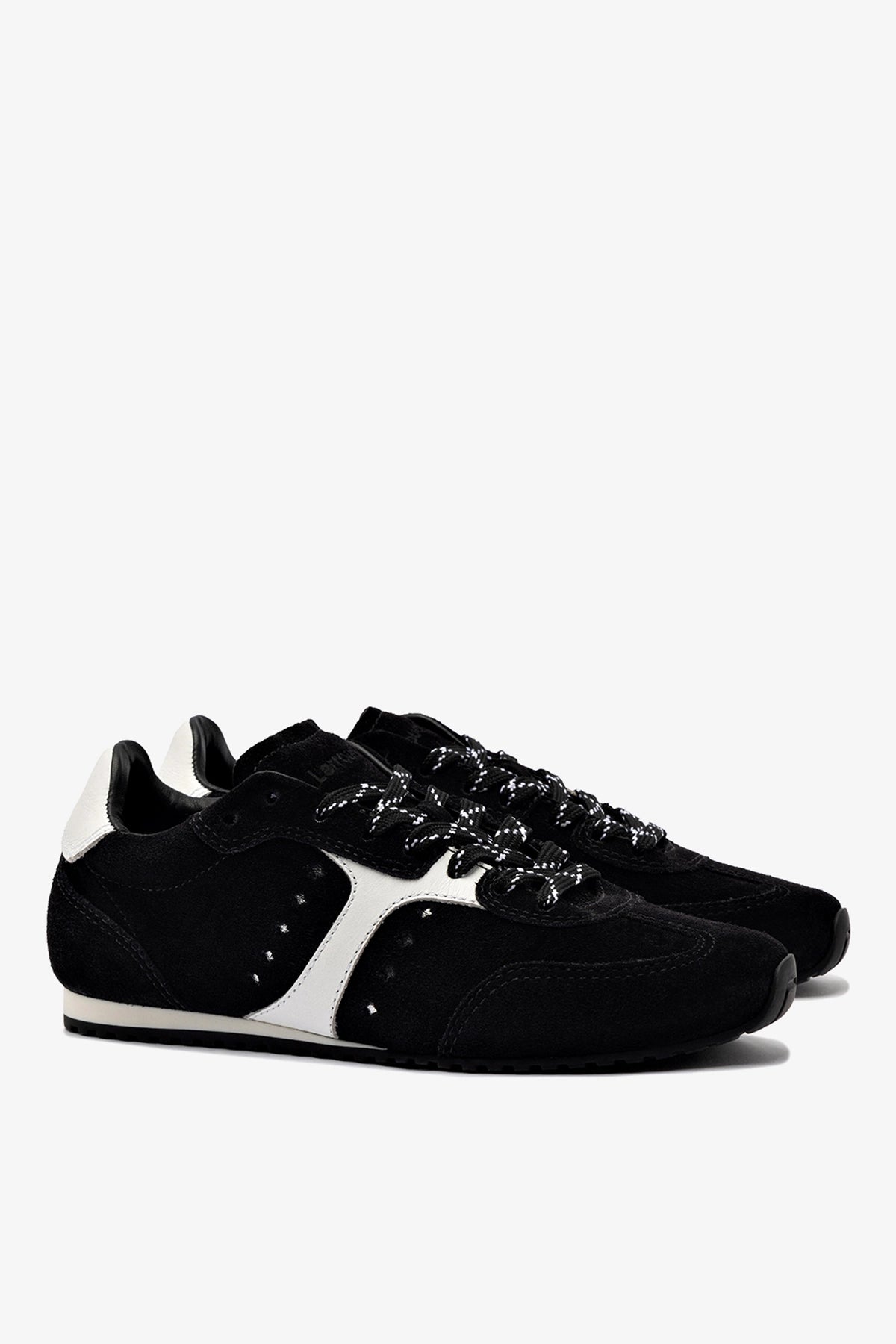 Larroude Stella Sneaker In Black Suede
