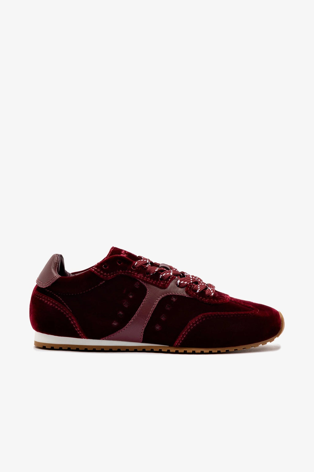 Larroude Stella Sneaker In Wine Velvet
