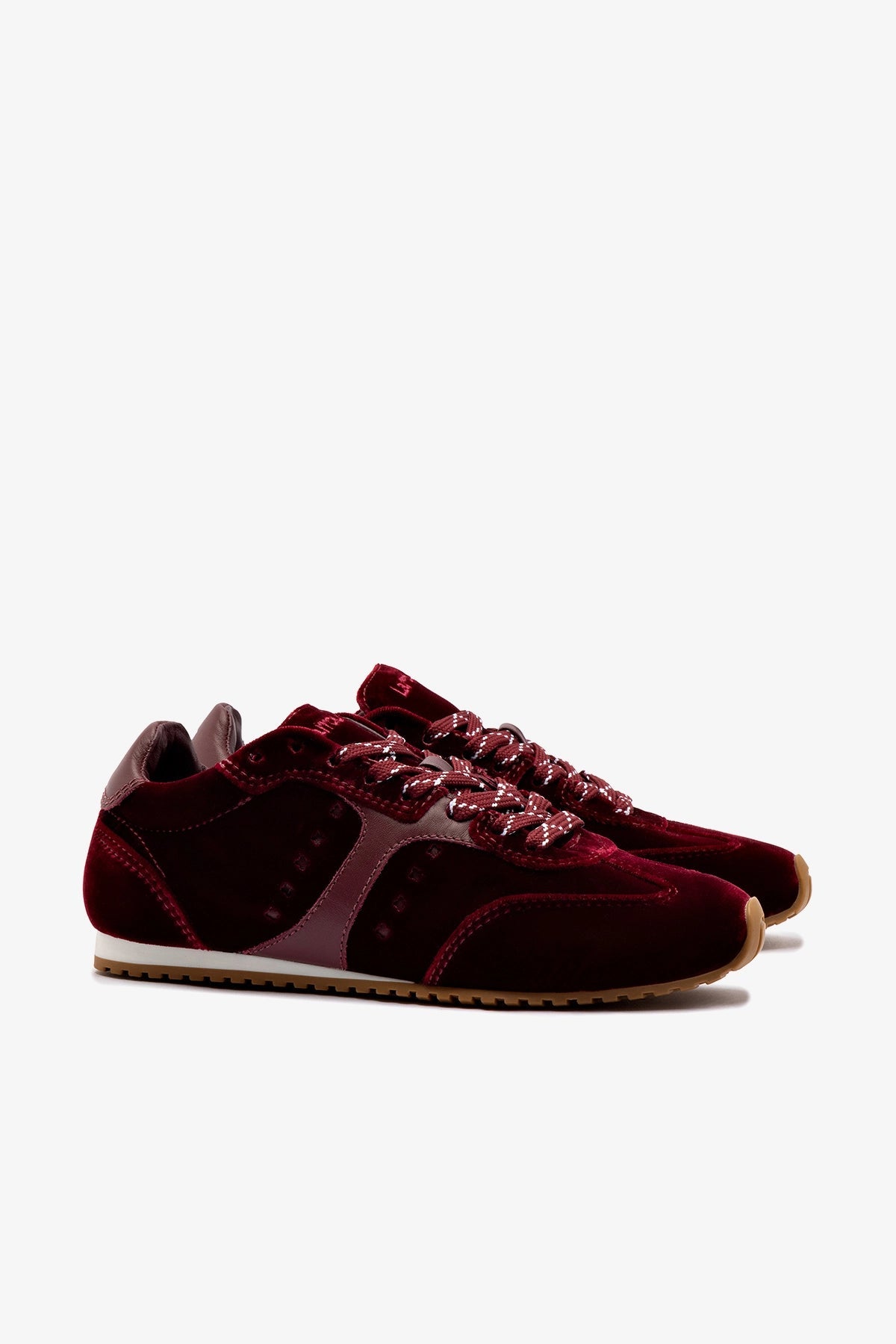 Larroude Stella Sneaker In Wine Velvet