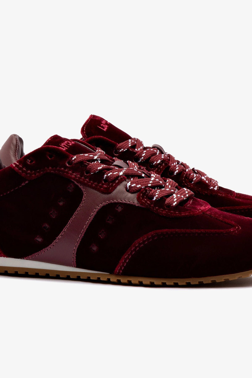 Larroude Stella Sneaker In Wine Velvet