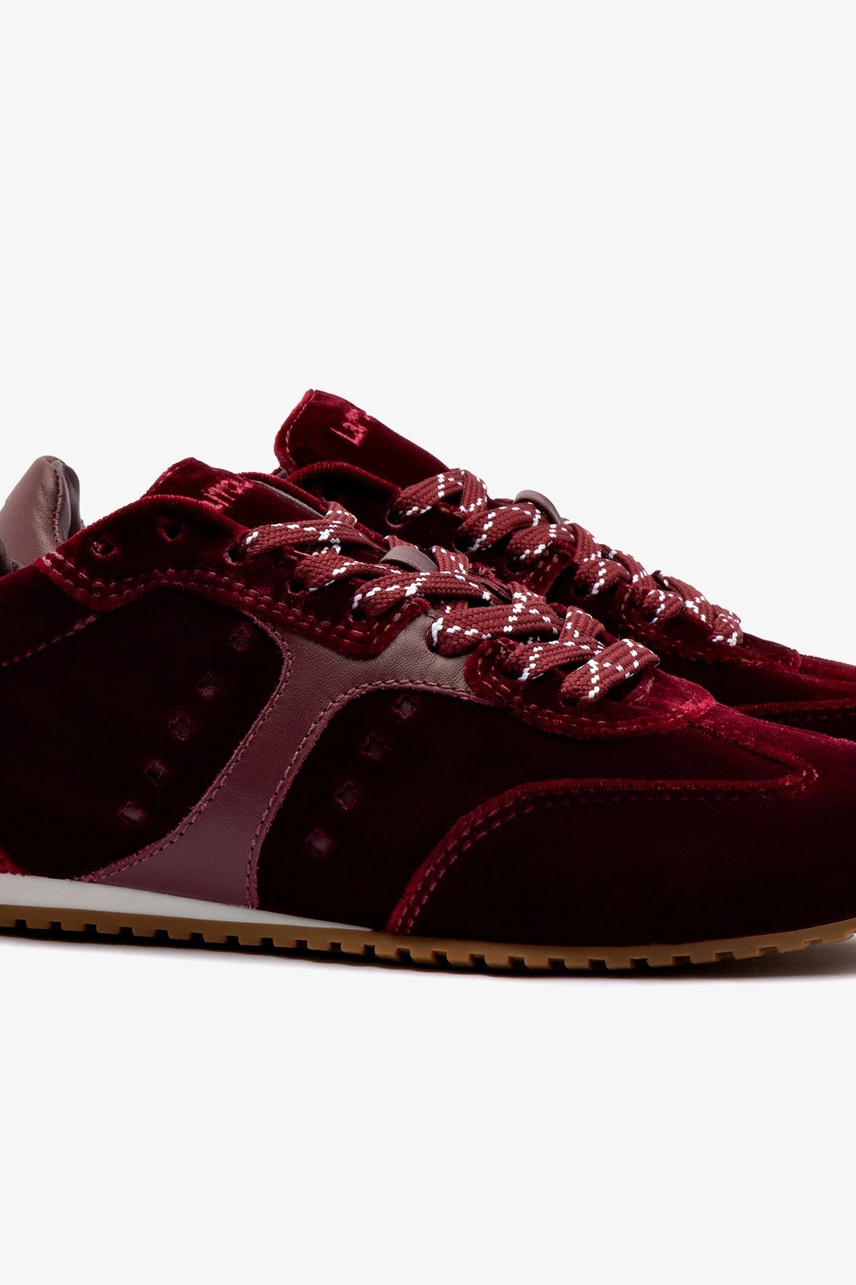 Larroude Stella Sneaker In Wine Velvet
