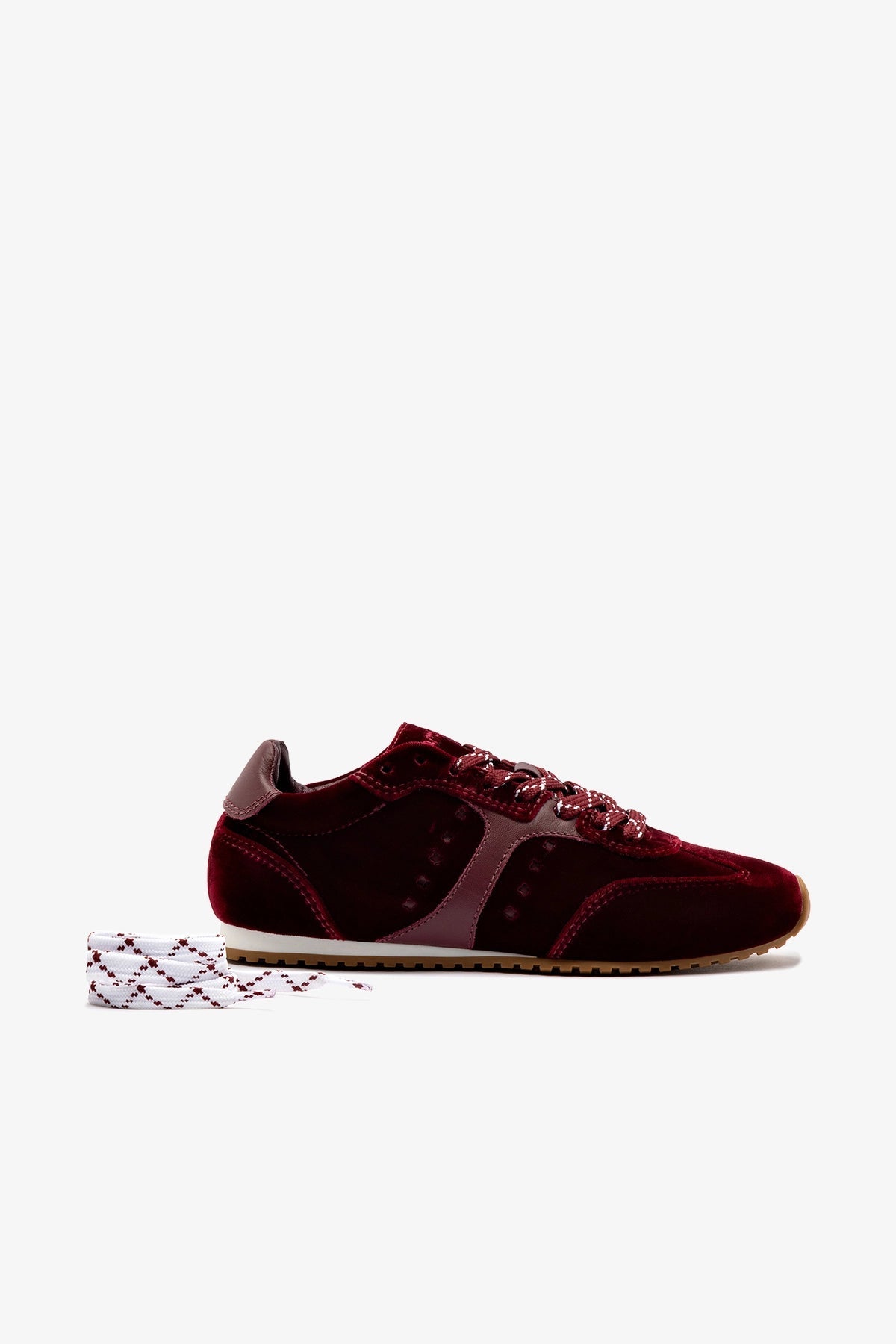 Larroude Stella Sneaker In Wine Velvet
