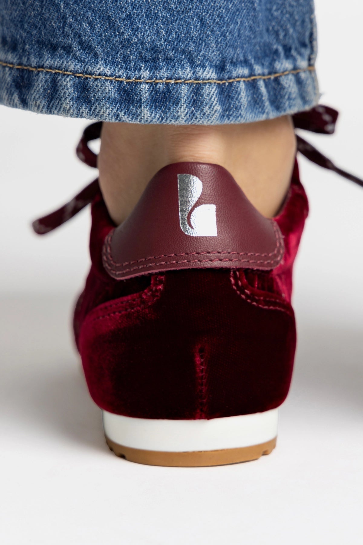 Larroude Stella Sneaker In Wine Velvet