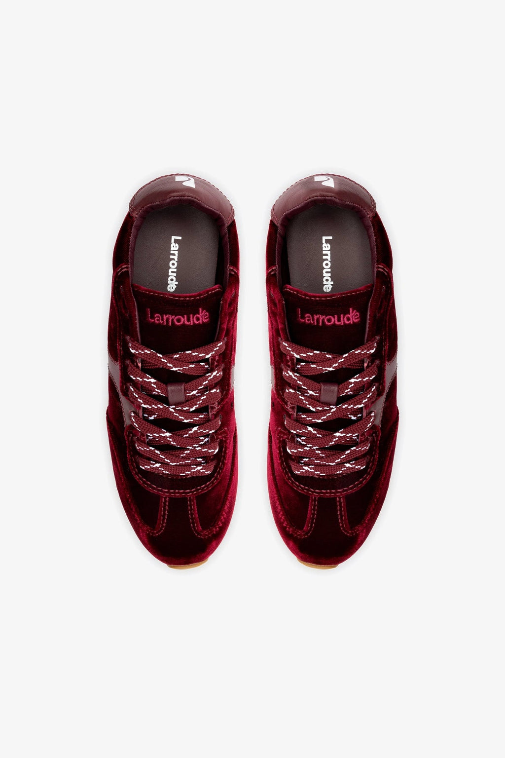 Larroude Stella Sneaker In Wine Velvet