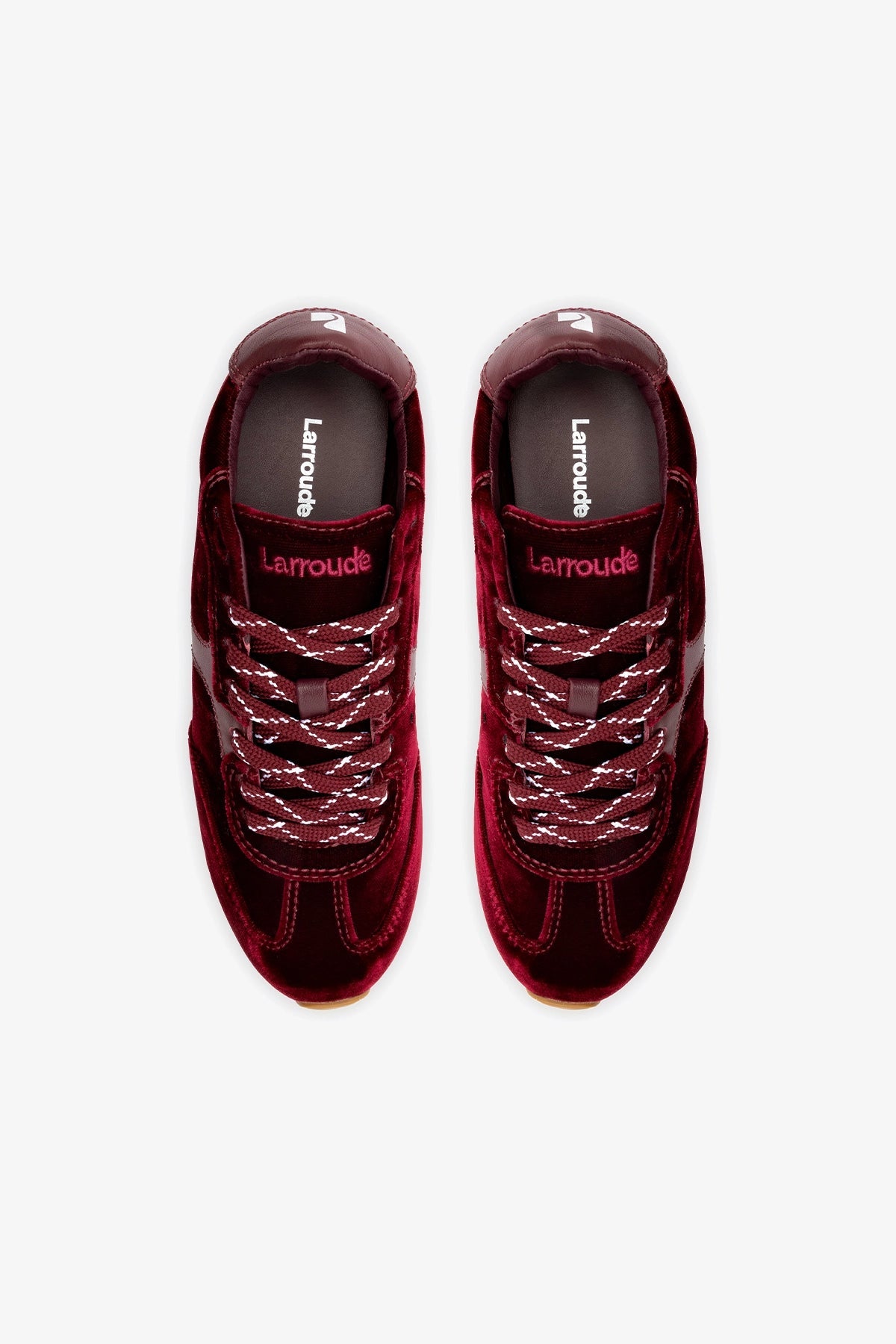Larroude Stella Sneaker In Wine Velvet