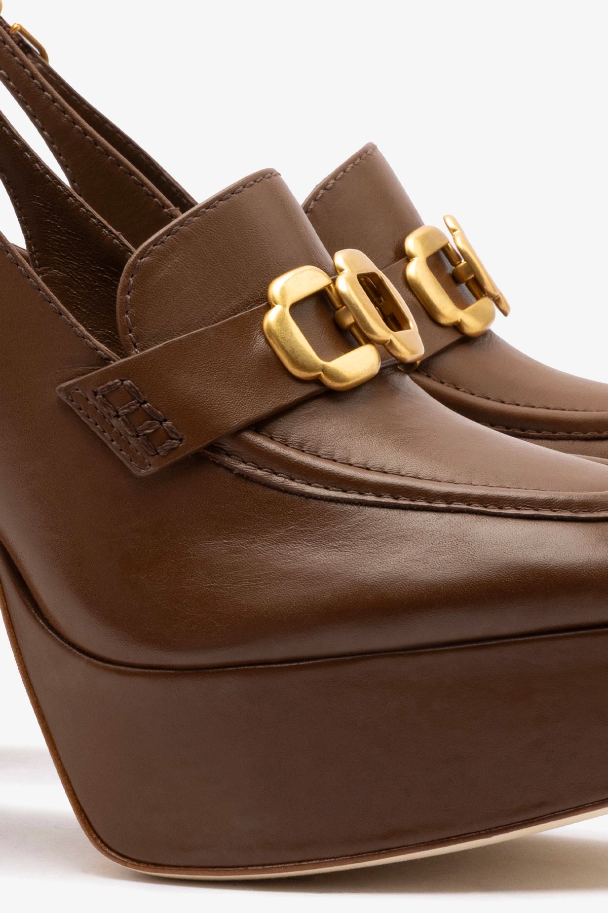 Larroude Harrington Hi Loafer In Burnt Umber Leather