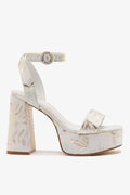 Larroude Larroudé x Markarian Dolly Sandal In Yvette Ivory Brocade