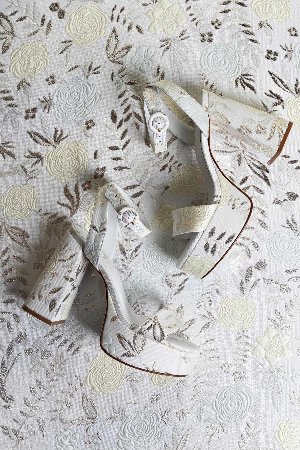 Larroude Larroudé x Markarian Dolly Sandal In Yvette Ivory Brocade