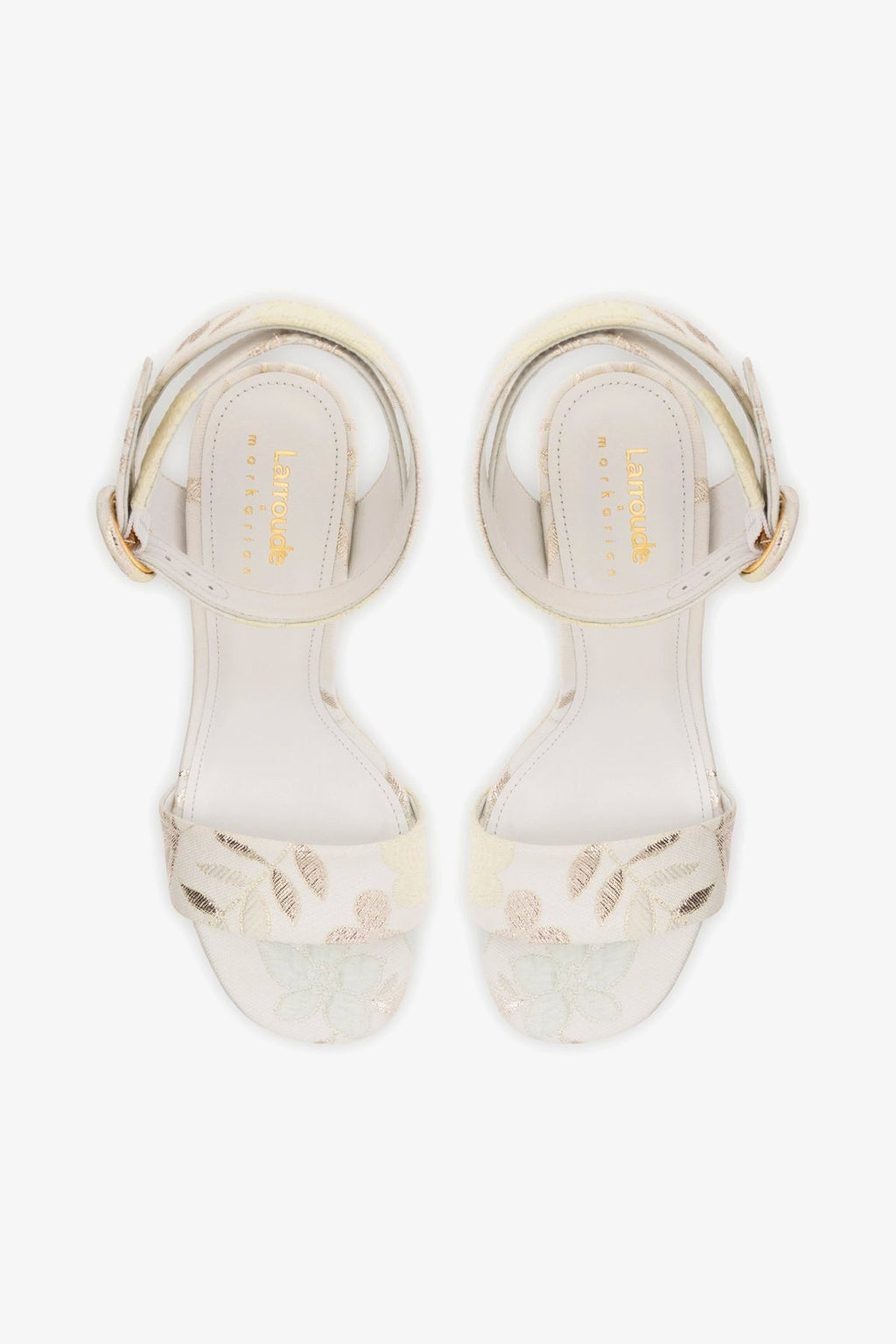 Larroude Larroudé x Markarian Dolly Sandal In Yvette Ivory Brocade
