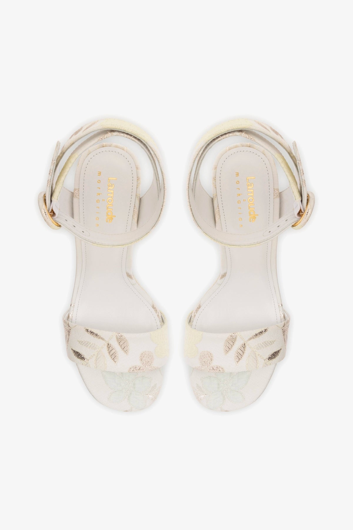 Larroude Larroudé x Markarian Dolly Sandal In Yvette Ivory Brocade