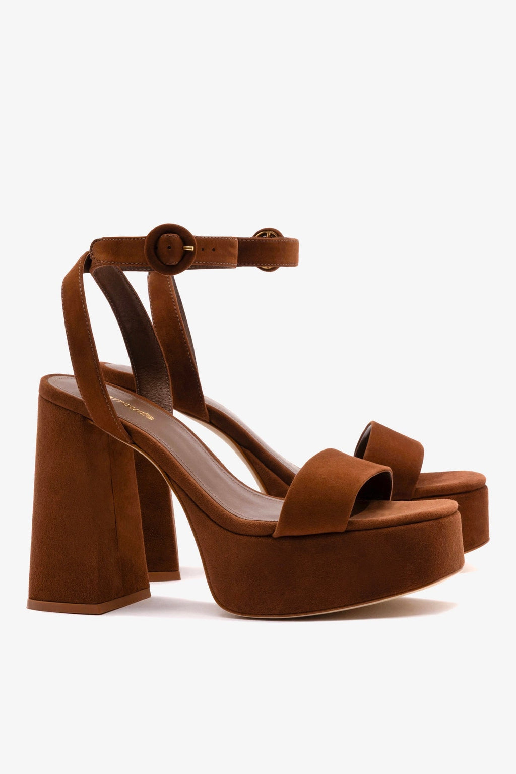 Larroude Dolly Sandal In Burnt Umber Suede