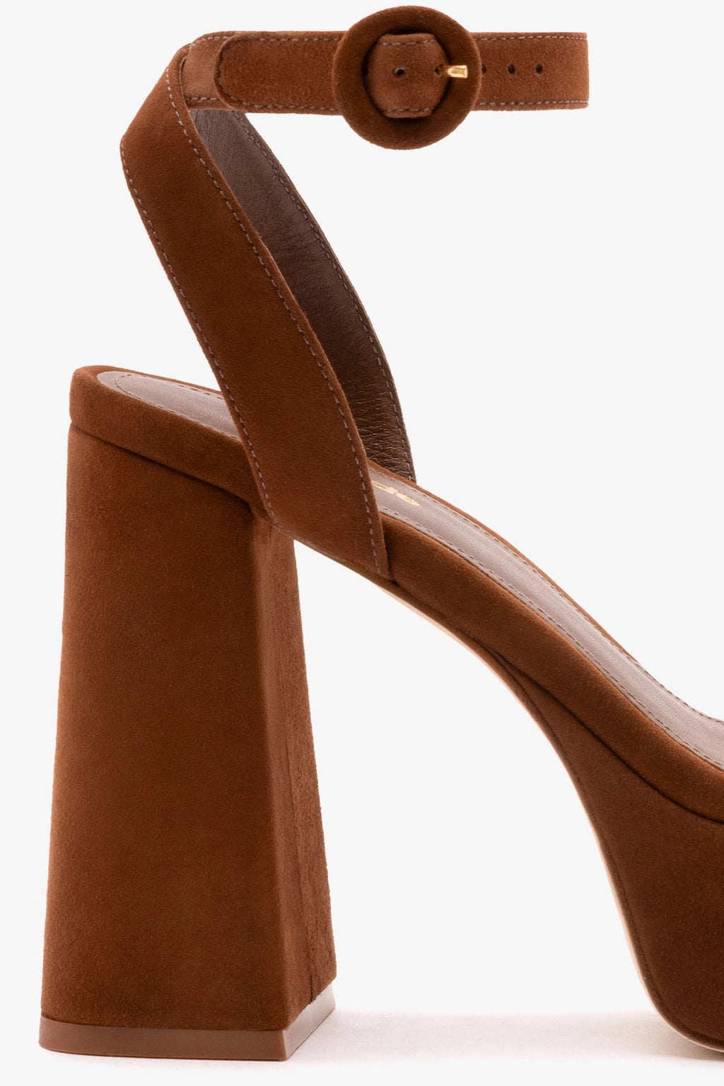 Larroude Dolly Sandal In Burnt Umber Suede