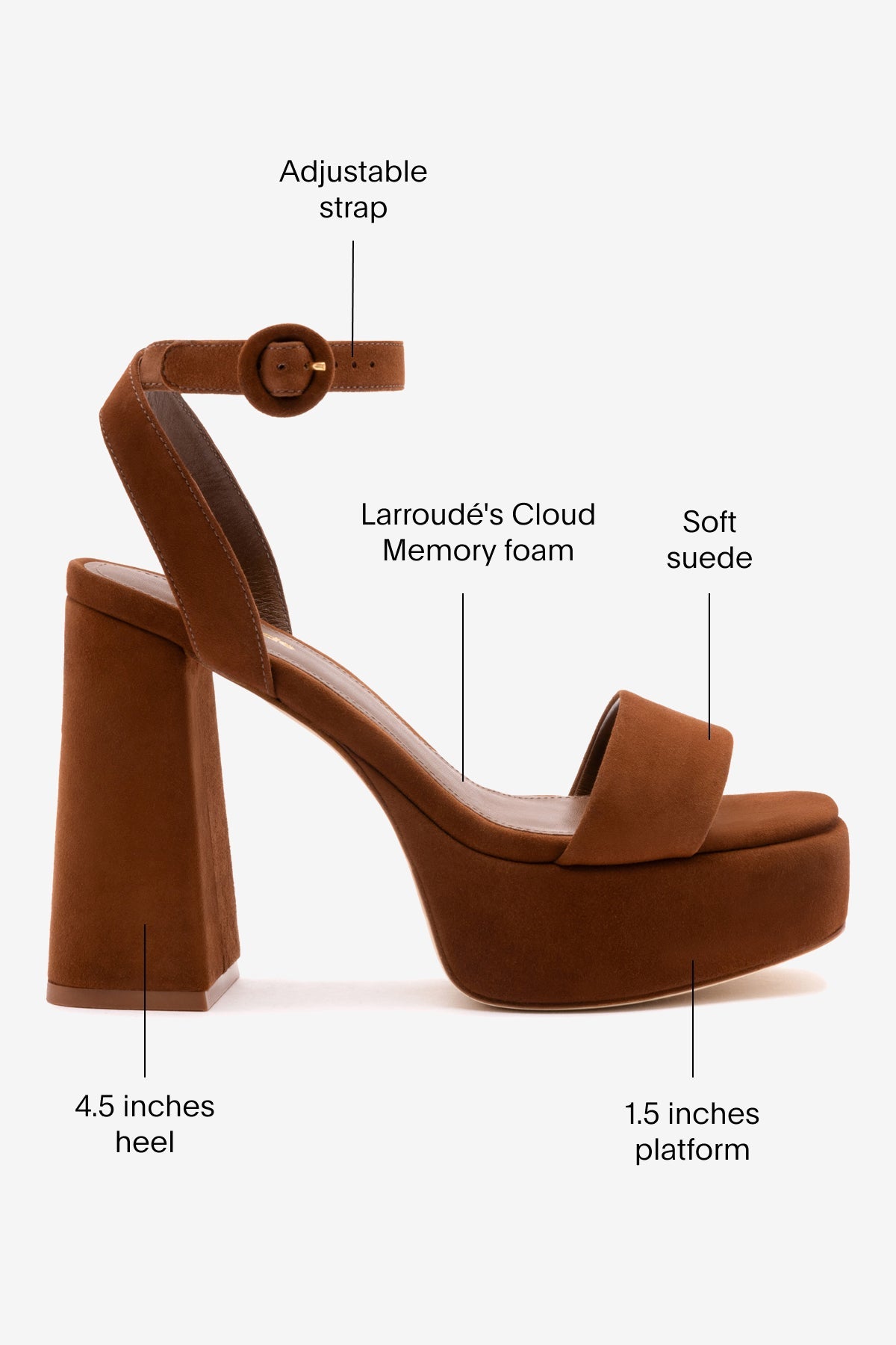 Larroude Dolly Sandal In Burnt Umber Suede