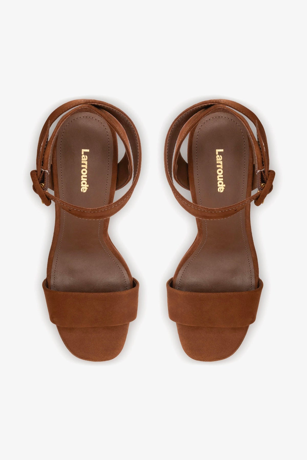 Larroude Dolly Sandal In Burnt Umber Suede