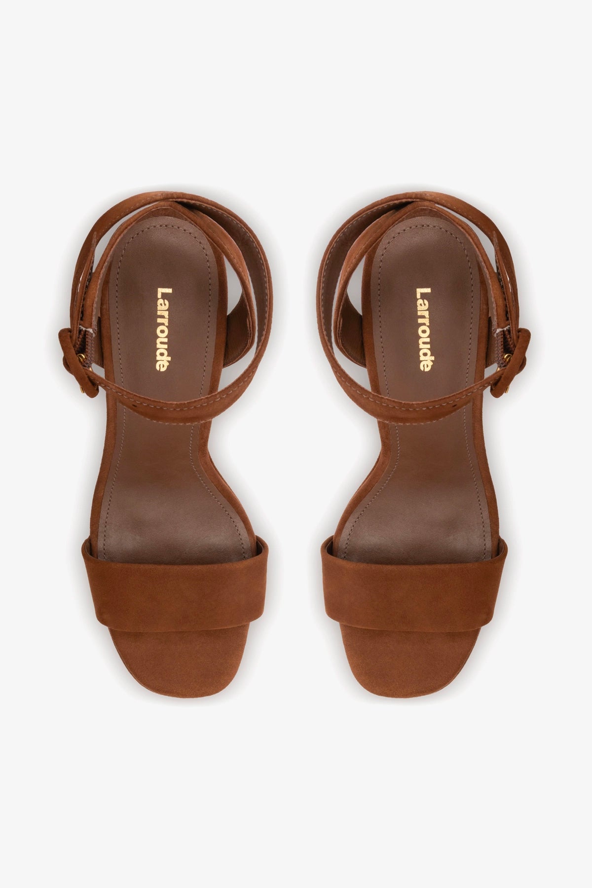 Larroude Dolly Sandal In Burnt Umber Suede